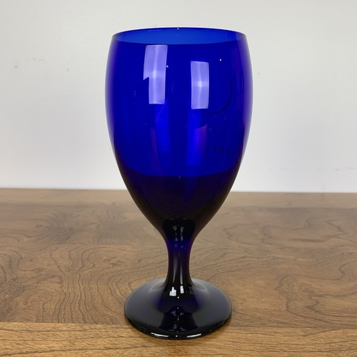 Libbey Wine Glass Cobalt Blue Apollo Crescent Moon Vintage Celestial Dark - Picture 5 of 10