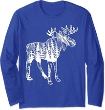 Moose Sighting Forest Funny Minnesota State Gift Long Sleeve T-Shirt