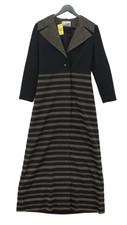 Vintage Carl Olsen Women's Coat Uk 12 Black Striped 100% Other Overcoat