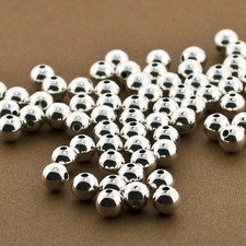 6mm Silver Beads, 50pcs, 925 Spacers. Seamless, High Polished, Medium Beads,