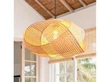 Parrot Uncle D3051 Medium Woven Bamboo Pendant Light 20 Inch 