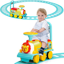 Ride on Train with 16 PCS Tracks, 6V Battery Powered Electric Ride on Toy for Ki