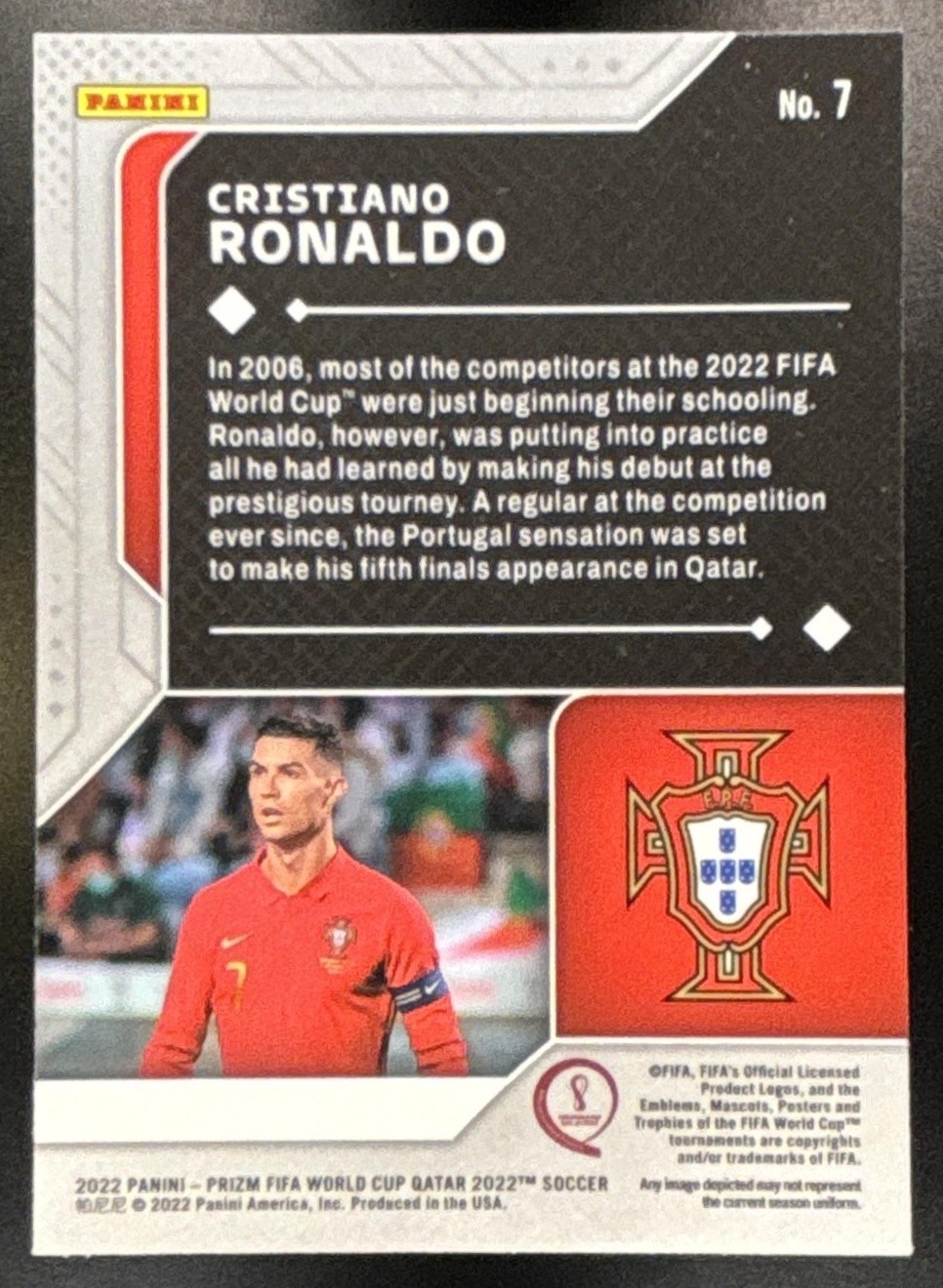 2022-23 Panini Prizm World Cup Cristiano Ronaldo #7 Scorers Club Portugal view 2