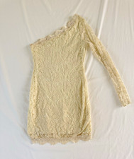 VTG Charlotte Russe Cream Lace One Shoulder Bodycon Dress Womens M Y2K Coquette