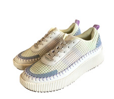 NICOLE MILLER Brita Women's Size 7.5 Pastel Lace-Up Woven Platform Sneakers