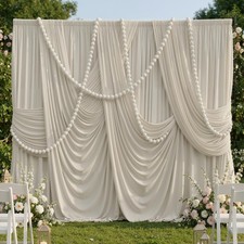 50ftx10ft Wrinkle Free Beige Backdrop Curtains for Parties, 50ftx10ft,