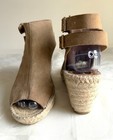 Kanna Leather Tan/Brown Suede Slingback Wedge Sandal Espadrille Buckle  sz 8.5 — photo 4