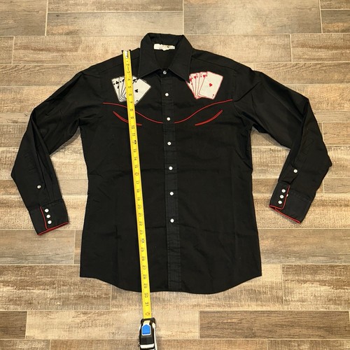 VINTAGE Rocking K Ranchwear Kennington Shirt Pearl Snaps Poker Playing Cards, L - Picture 4 of 7