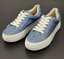 Betsey Johnson SB-Sidny Sneakers Rhinestone- Pearl Ice Blue White Size 5.5M NEW