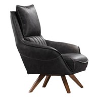 Stilvoller Schwarzer Ledersessel Designer Polstersessel Einsitzer