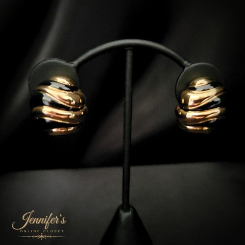 Joan Rivers Gold Tone Black Enamel Clip Earrings - Picture 3 of 6