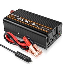 Power Inverter, Inverter 12V to 110V with 2 AC Outlets, 2.1A USB 500W Black