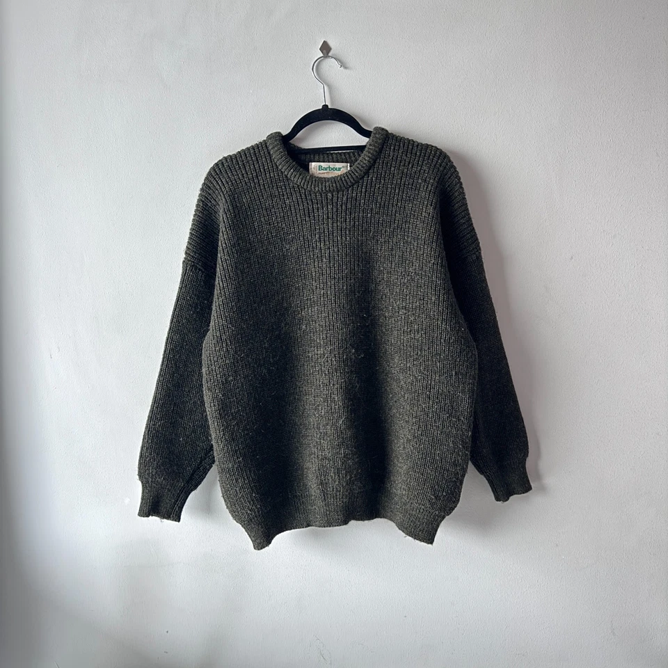 Suéter Barbour Vintage Tejido Lana Exterior Caqui Sudadera Para Hombre Mediana Foto 2 de 4