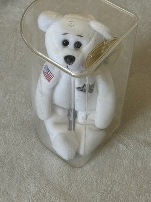 Ty Beanie Baby Space Shuttle Bear   MWMT + Display Case