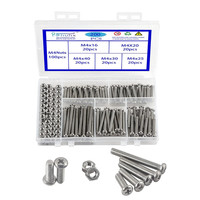 200PCS M4 Schrauben Und Muttern Set 304 Edelstahl Linsenkopfschraube Kreuz Runde