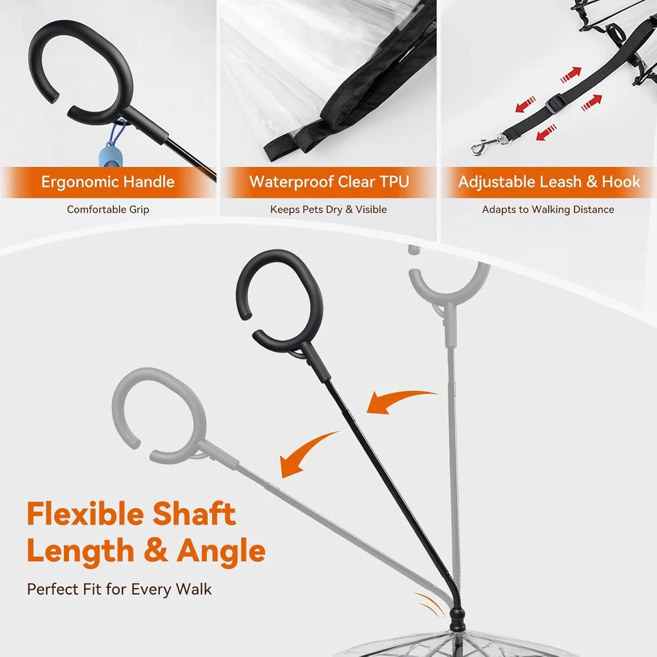 Ombrello per Cani a Guinzaglio Antipioggia Protezione Dalla Neve Ombrello Cane P - Immagine 3 di 4