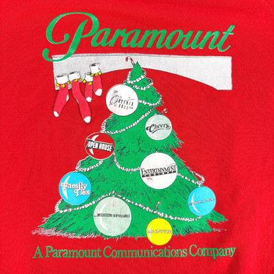 Paramount Communications Company Christmas Sweatshirt 1980s TV Show Lineup RARE