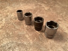 Vintage Snap-on Socket Lot Of 4 Set 38 Drive 6-point Forged Chrome Tool Usa