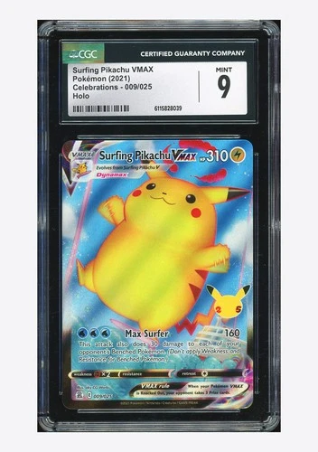 Pokemon CGC 9 Surfing Pikachu VMAX Holo 2021 009/025 Celebrations English