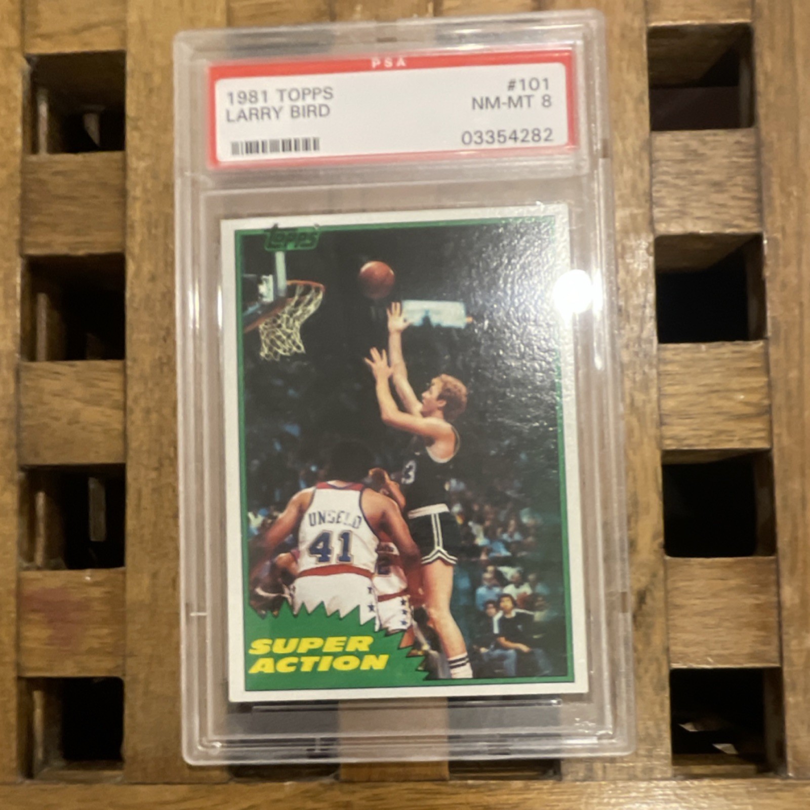 Topps 1981 Larry Bird Super Action #101 PSA 8 Boston Celtics Basketball Card