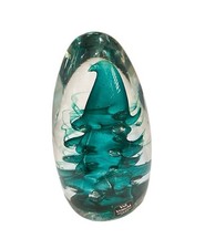 Vintage Vas Vitreum Crystal Art Glass Sweden Paperweight Christmas Signed