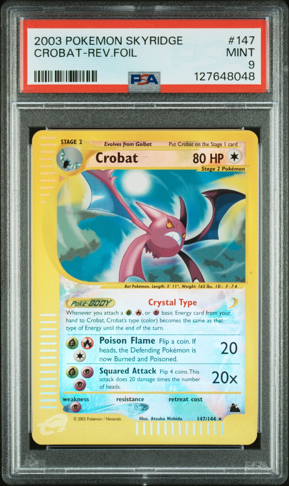 2003 POKEMON SKYRIDGE #147 CROBAT-REVERSE FOIL PSA 9