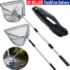 Folding Fishing Pole Landing Net Telescopic  Extending Fly Trout Carp Course Sea