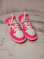 Nike Air Jordan 1 Mid Shoes Sneakers Kids Size 5y Pink White 555112-611 Barbie