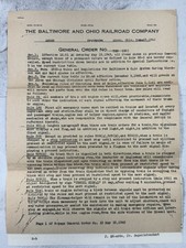 1943 B&O Railroad General Order No. 10 WWII Akron Division Train Document Paper