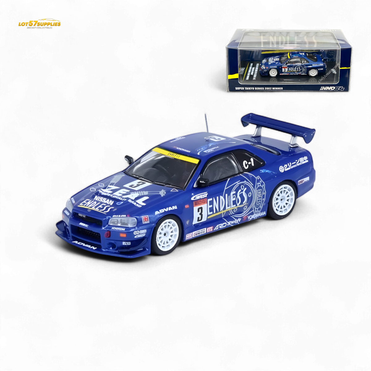 INNO64 1/64 スカイライン GT-R R34 ENDLESS Inno64 NISSAN SKYLINE GT-R R34 #3 ENDLESS ADVAN Super Taikyu