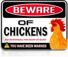 Beware of Chickens PVC 9"X12'' Decor Funny Warning Sign - Chicken Yard Decoratio