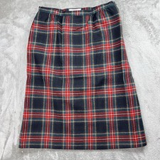 Rare Vintage Pendleton Authentic Black Stewart Red Plaid Skirt Women Size 16 Woo