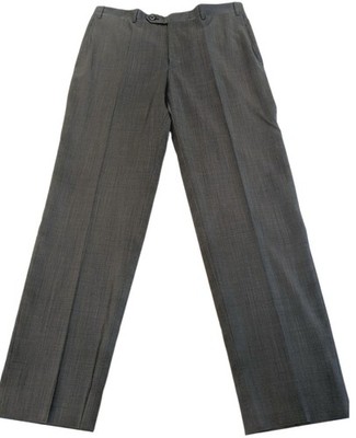 Canali Dress Pants Men 32/33x30/31 Gray Wool Flat Front Straight Travel Classic