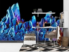 3D Blue Crystal Diamond Self-adhesive Removeable Wallpaper Wall Mural