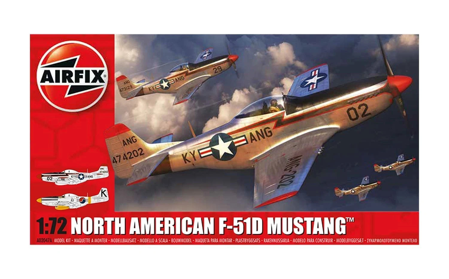 AIRFIX  -  NORTH AMERICAN F-51D MUSTANG US WWII FIGHTER PLANE - 1:72 - A02047A