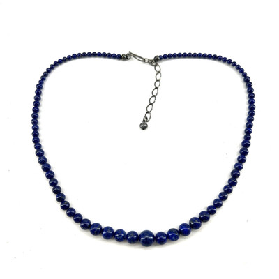 Jay King Blue Lapis Lazuli Graduated Beaded Necklace Sterling Silver 925
