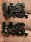 Lot of 2 - WWI WW1 US Army NA National Army Collar Military Insignia Pins