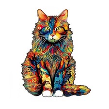 Einzigartiges Katzenmuster Holzpuzzle, unregelmäßige Tierformen, Freizeitspie...