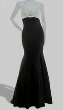 City Studios Women's Juniors Black Rosette Cutout Colorblock Gown Dress Size 3/4