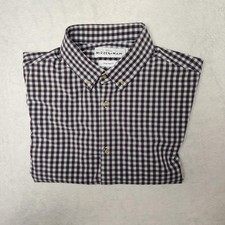Mizzen Main Leeward Shirt Mens Large Purple Gingham Trim Fit Dress Stretch