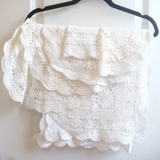 Vintage Set of Crochet 5 Large Oval Doily Matching Rectangle Runner Lace Cotton