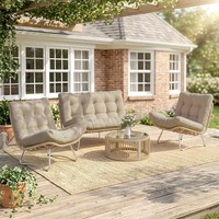 Outsunny GartenmöBel Set 4-Teilig Polyrattan Lounge-Set Mit Zweisitzer 2 Sessel