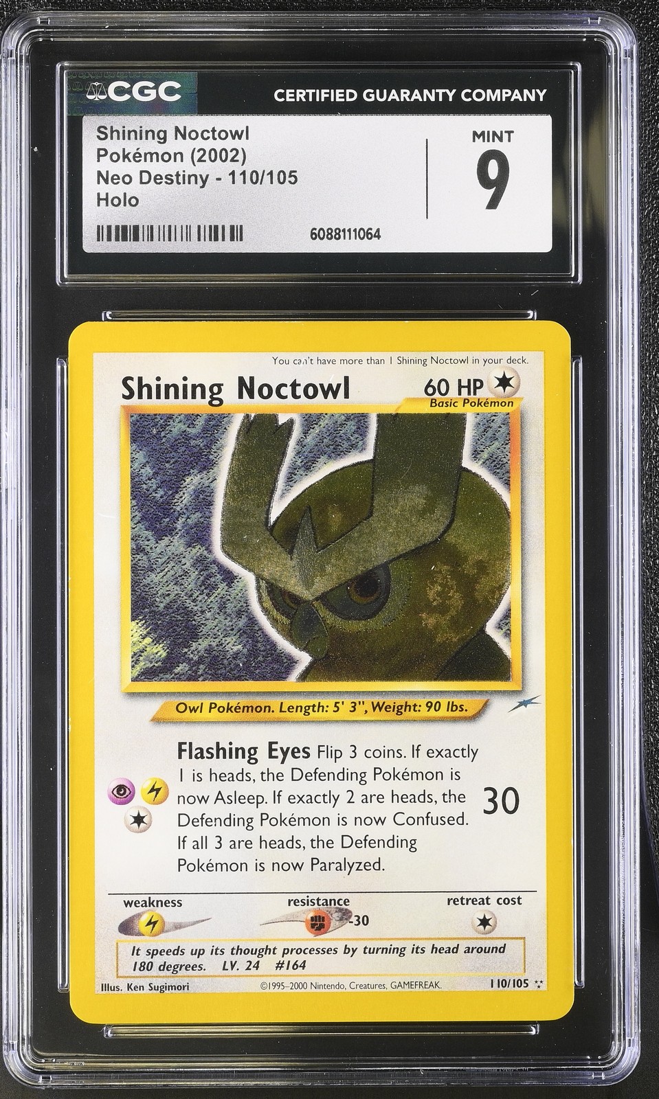 CGC 9 MINT Shining Noctowl 2002 Neo Destiny 110/105 Holo Pokemon Card
