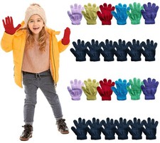 24 PK Kids Warm Winter Colorful Magic Stretch Gloves Ages 2-5- Gloves PK a 