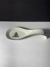 Holiday Hostess Japan Christmas Tree Spoon Rest Porcelain Gold Trim