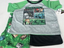 NWT Minecraft Boys 3-Piece Pajama Set Size 10 Short Sleeve Top, Pants,  Shorts