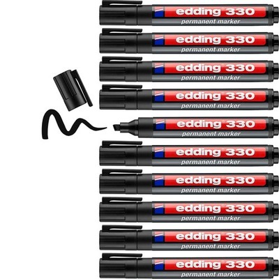 330 Permanentmarker schwarz 10 Stifte abgeschrägte Spitze 15 mm schnell trocknend, ...