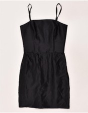VINTAGE Womens Sleeveless Bodycon Dress UK 8 Small Black AY14