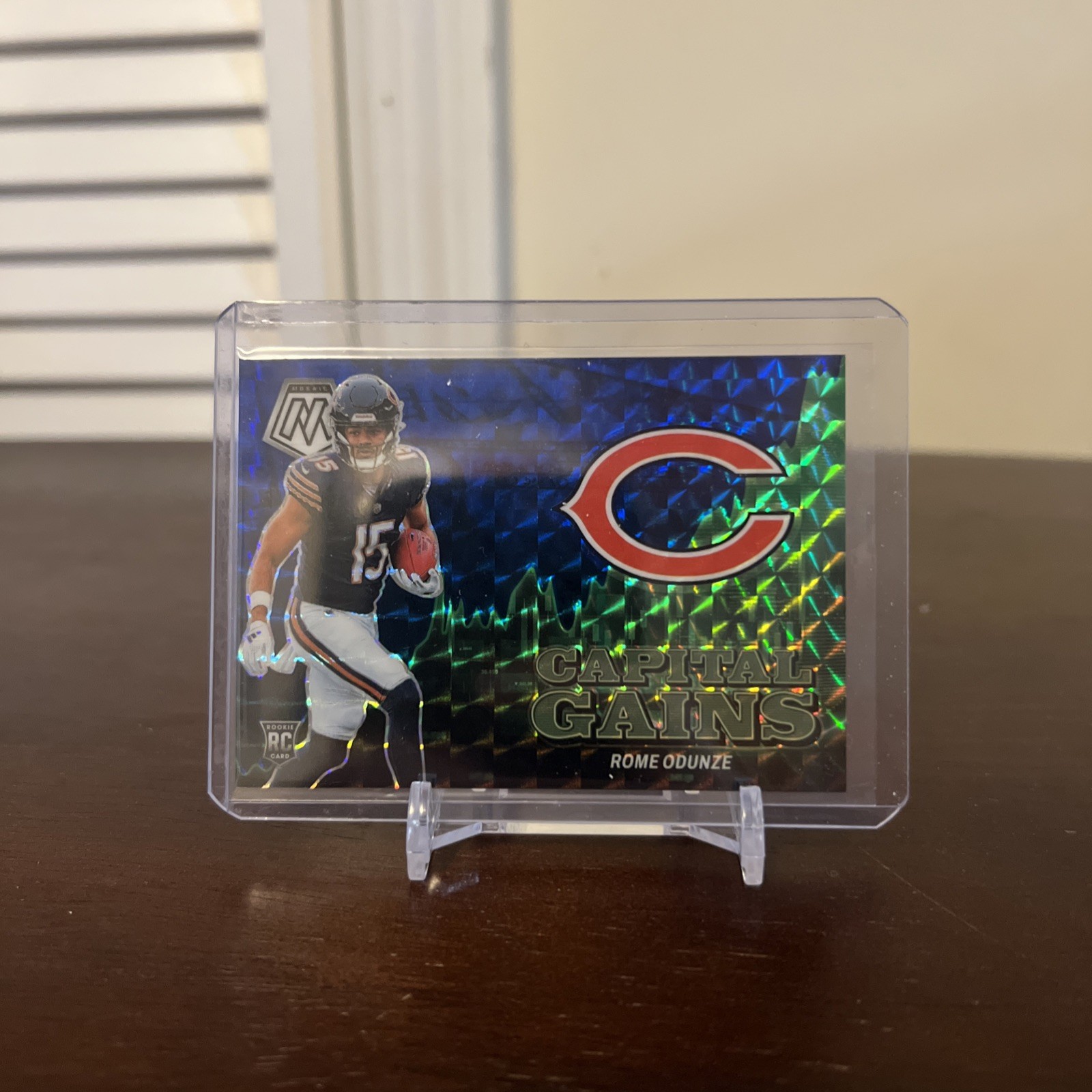 2024 Panini Mosaic Rome Odunze Capital Gains Blue /99 Bears Rookie Insert