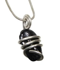 Black Tourmaline Crystal, Chakra Protection, Silver, Pendant 31
